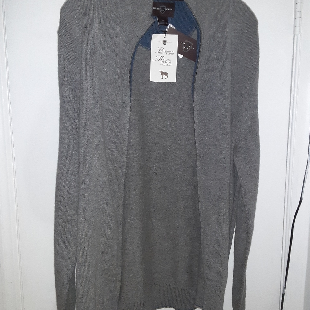 Black Brown 1826 Lambswool Blend Full-zip Sweater